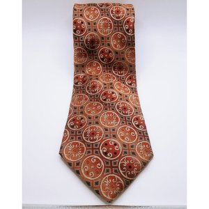 Stacy Adams Men's Rusty Brown Geometric Circled Print 100% Silk Fabric 59"x3.75"